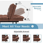 Canapé-lit futon, canapé convertible pliable en mousse à mémoire de forme avec accoudoirs réglables pour petits espaces