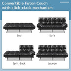 Canapé-lit futon, canapé convertible pliable en mousse à mémoire de forme avec accoudoirs réglables pour petits espaces