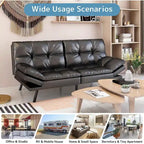 Canapé-lit futon, canapé convertible pliable en mousse à mémoire de forme avec accoudoirs réglables pour petits espaces