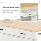 Chariot de cuisine de 54,3 W avec comptoir en bois massif, meuble à 4 portes et 2 tiroirs