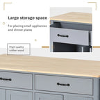 Chariot de cuisine de 54,3 W avec comptoir en bois massif, meuble à 4 portes et 2 tiroirs