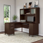 Bureau d'angle en L Somerset 60W avec huche de rangement