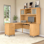 Bureau d'angle en L Somerset 60W avec huche de rangement