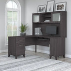 Bureau d'angle en L Somerset 60W avec huche de rangement
