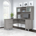 Bureau d'angle en L Somerset 60W avec huche de rangement