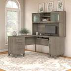  Somerset 60W L Shaped Desk with Storage Hutch