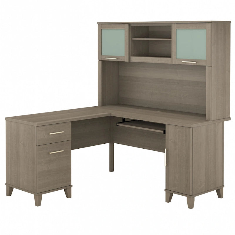 Bureau d'angle en L Somerset 60W avec huche de rangement