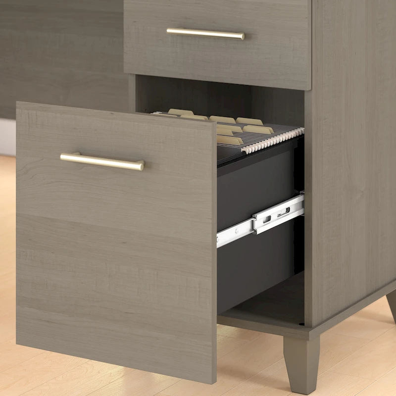Bureau d'angle en L Somerset 60W avec huche de rangement