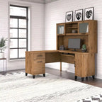 Bureau d'angle en L Somerset 60W avec huche de rangement