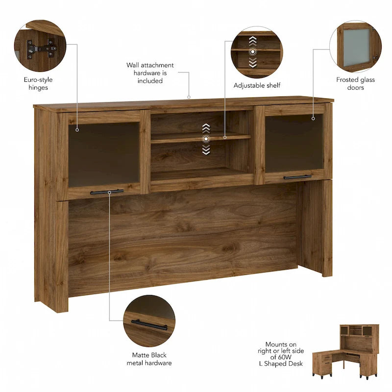 Bureau d'angle en L Somerset 60W avec huche de rangement