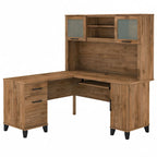 Bureau d'angle en L Somerset 60W avec huche de rangement