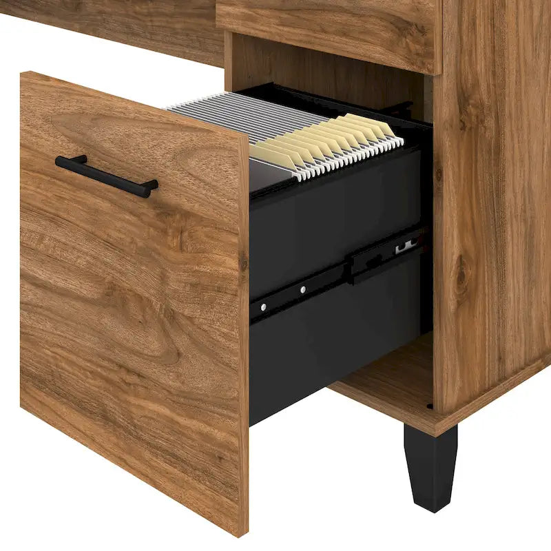 Bureau d'angle en L Somerset 60W avec huche de rangement