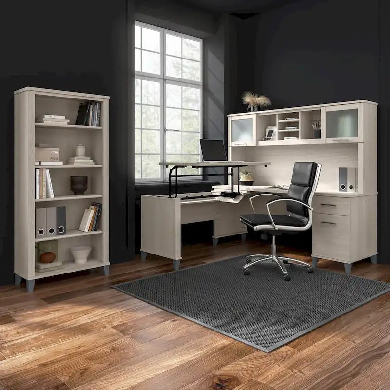 Bureau d'angle en L Somerset 60W avec huche de rangement