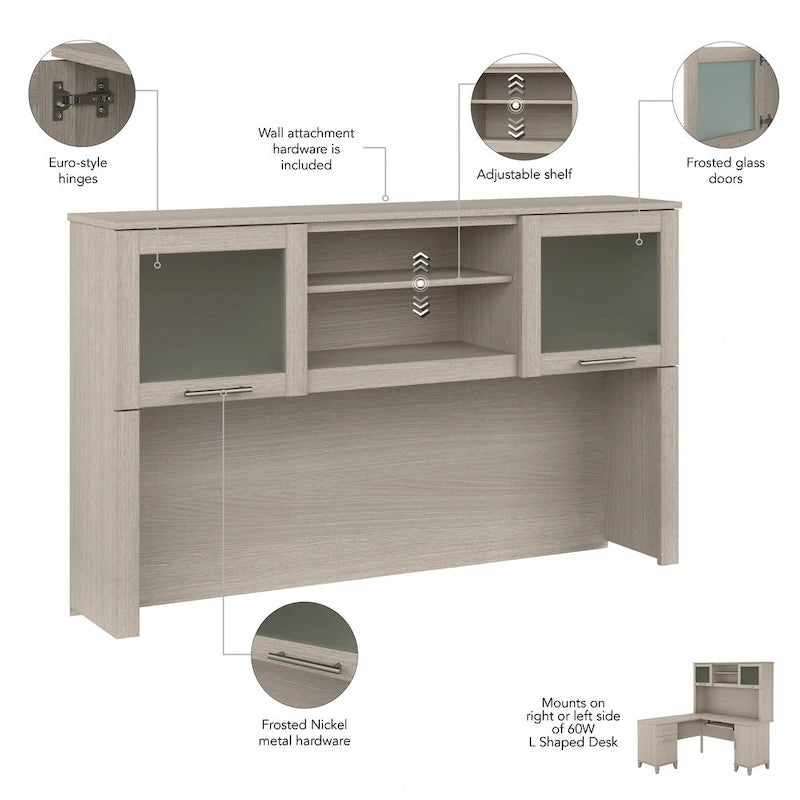 Bureau d'angle en L Somerset 60W avec huche de rangement