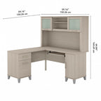 Bureau d'angle en L Somerset 60W avec huche de rangement