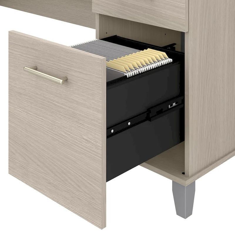 Bureau d'angle en L Somerset 60W avec huche de rangement
