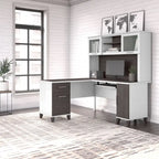 Bureau d'angle en L Somerset 60W avec huche de rangement