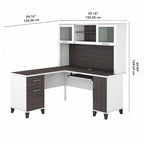 Bureau d'angle en L Somerset 60W avec huche de rangement