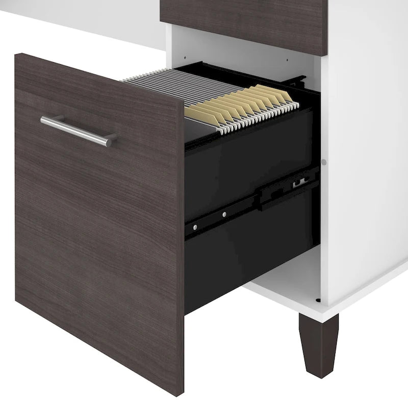 Bureau d'angle en L Somerset 60W avec huche de rangement