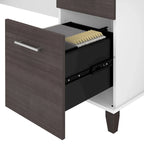 Bureau d'angle en L Somerset 60W avec huche de rangement