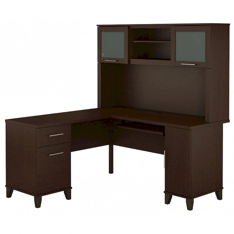 Bureau d'angle en L Somerset 60W avec huche de rangement
