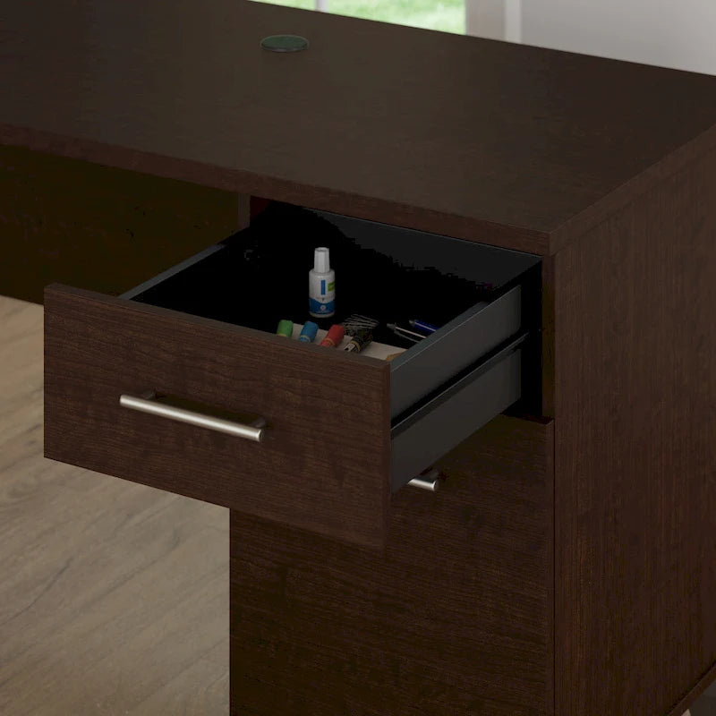 Bureau d'angle en L Somerset 60W avec huche de rangement
