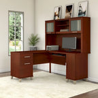 Bureau d'angle en L Somerset 60W avec huche de rangement