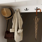 Garde-robe moderne à 6 portes avec banc rembourré et tiroirs