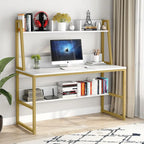 Bureau informatique moderne de 47 pouces avec étagère supérieure et bibliothèque