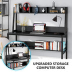 Bureau informatique moderne de 47 pouces avec étagère supérieure et bibliothèque