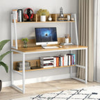 Bureau informatique moderne de 47 pouces avec étagère supérieure et bibliothèque
