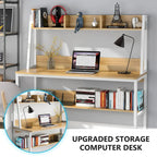 Bureau informatique moderne de 47 pouces avec étagère supérieure et bibliothèque