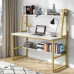 Bureau informatique moderne de 47 pouces avec étagère supérieure et bibliothèque