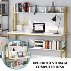 Bureau informatique moderne de 47 pouces avec étagère supérieure et bibliothèque
