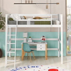 Lit mezzanine simple en bois massif Merax avec échelle