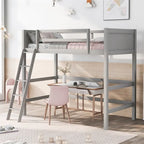 Lit mezzanine simple en bois massif Merax avec échelle