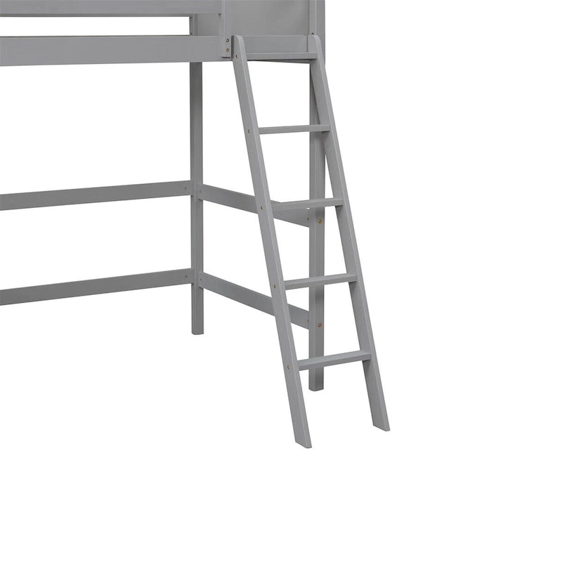 Lit mezzanine simple en bois massif Merax avec échelle