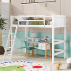 Lit mezzanine simple en bois massif Merax avec échelle