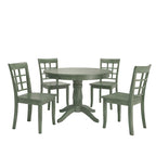 Ensemble de salle à manger 5 pièces Wilmington II avec base à piédestal ronde, vert sauge antique, par