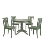 Ensemble de salle à manger 5 pièces Wilmington II avec base à piédestal ronde, vert sauge antique, par