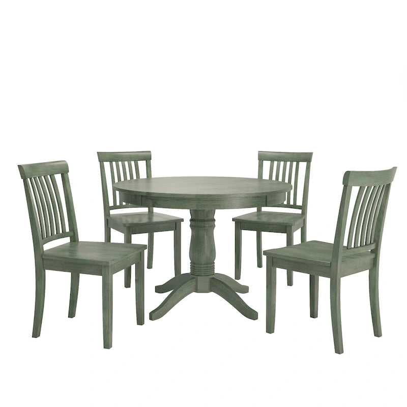 Ensemble de salle à manger 5 pièces Wilmington II avec base à piédestal ronde, vert sauge antique, par