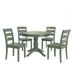 Ensemble de salle à manger 5 pièces Wilmington II avec base à piédestal ronde, vert sauge antique, par