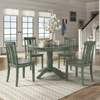 Wilmington II Round Pedestal Base Antique Sage Green 5-Piece Dining Set by 