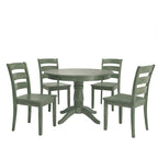Ensemble de salle à manger 5 pièces Wilmington II avec base à piédestal ronde, vert sauge antique, par