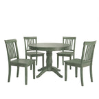 Ensemble de salle à manger 5 pièces Wilmington II avec base à piédestal ronde, vert sauge antique, par
