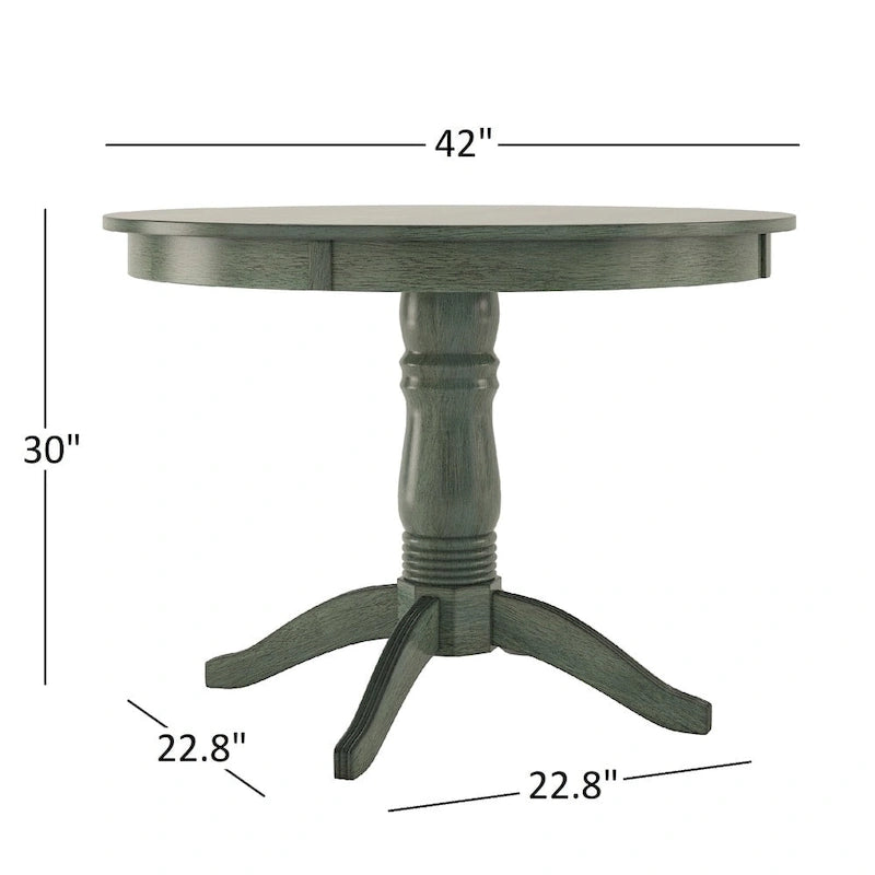 Ensemble de salle à manger 5 pièces Wilmington II avec base à piédestal ronde, vert sauge antique, par