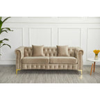 Canapé Chesterfield en velours touffeté 35P x 85L x 30,3H