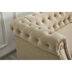 Canapé Chesterfield en velours touffeté 35P x 85L x 30,3H