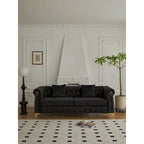 Canapé Chesterfield en velours touffeté 35P x 85L x 30,3H