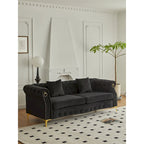 Canapé Chesterfield en velours touffeté 35P x 85L x 30,3H